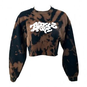 BEASTIE BOYS Acid Wash Rock Rap Cropped Crop Top Long Sleeve Crewneck Sweatshi